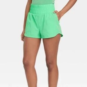 JoyLab Green Athletic Shorts High-Waisted Lightweight Elastic Waist